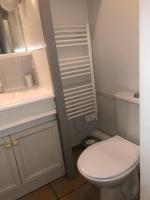 a small bathroom with a toilet and a sink at Magnifique vue lac au Golf de Pont-Royal in Mallemort