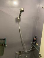 a bathroom with a shower head in a room at Hive Bed and Backpacker蜂巢膠囊旅店 in Hualien City
