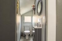 a bathroom with a toilet and a sink and a mirror at Le Flamboyant - Confort &amp; Rareté - Premium in Saint-André-les-Vergers
