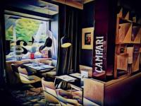 Una sala de estar con un sofá y sillas y una mesa. en Beddy-bye Hôtel, en Contrexéville