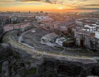The sunrise or sunset as seen from a vendégházakat or nearby