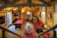 an overhead view of a living room with a pool table at Chalet Kalyssia - OVO Network in Saint-Jorioz