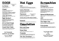 página de un menú para un restaurante en Bayfront Inn, en Morro Bay