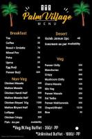 Un menú para un restaurante con palmeras. en WoodnStone -Lakde ka Bunglow, en Murbād