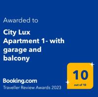 Certifikát, ocenenie alebo iný dokument vystavený v ubytovaní City Lux Apartment 1- with garage and balcony