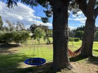 a swing hanging from a tree in a park at Mas des catalanes dépendance privé climatisation, wifi 2MASCAT39 in Perpignan