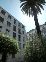 a palm tree in front of a large building at Nice Appart in Nice