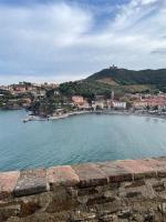 a large body of water with houses on a hill at À deux pas de la plage in Collioure
