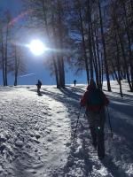 a person cross country skiing in the snow at Chez Pierrette et Eugène Prix nuitée&#47;10 personne in Le Lautaret