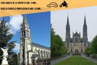 two photographs of a church with a tower at Studio centre village Soligny la Trappe proche Mortagne au perche in Soligny-la-Trappe