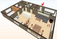 a rendering of a floor plan of a house at Cozy Beach Cabin - close to city center in Pargas