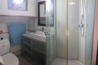 a bathroom with a shower and a sink and a toilet at PÉNICHE authentique tout confort in Aigues-Mortes