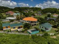 an aerial view of a house at Waves Villa Guesthouse in Kingstown