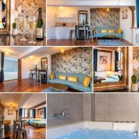 a collage of photos of a living room and kitchen at Le Lovely cosy jacuzzi centre-ville wifi in Rouen