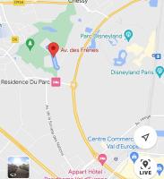 a google map of a park with a red marker at Appartement Hermitage à 10 minutes de Disney in Montévrain