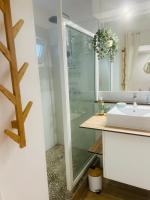 a bathroom with a sink and a mirror at Studio Fresh&amp;Cosy Trois-Ilets - 3 étoiles-Hotel Carayou in Les Trois-Îlets