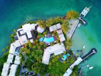 an aerial view of an island in the water at Studio Fresh&amp;Cosy Trois-Ilets - 3 étoiles-Hotel Carayou in Les Trois-Îlets