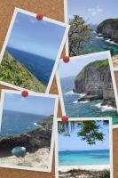 a collage of four pictures of the ocean at Les maisons de EL in Capesterre