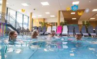 a group of people in a swimming pool at Hotel Garni Löwen in Silz