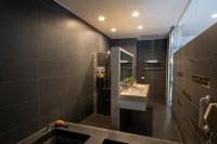 a bathroom with a sink and a mirror at Tai-Yi Red Maple Resort in Puli