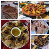 a collage of pictures of different foods and a plate of food at Riad Menthe Et Citron in Meknès