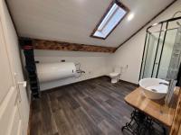 a bathroom with a sink and a toilet at Gîte de la Ferme de la Comté in Le Thillot