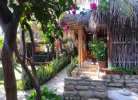 维加伊托Kasa Pelikanos的茅草屋顶的小房子