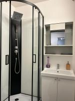 a bathroom with a shower and a sink at Impasse 1 in Fosses-La-Ville