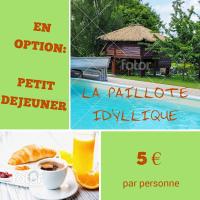 a collage of photos with a picture of a resort at La paillote idyllique in Faverolles-sur-Cher
