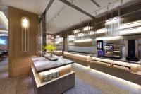 un restaurante con un mostrador con platos en Fullon Poshtel - Linkou, en Guishan