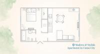 The floor plan of Modern & Stylish Apartment in Como City by Rent All Como