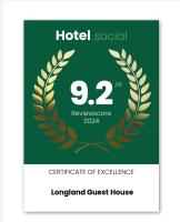 Certifikát, hodnocení, plakát nebo jiný dokument vystavený v ubytování Longland Guest House