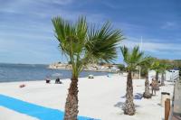 a group of palm trees on a beach at Cosy Studio in Saint-Mitre-les-Remparts