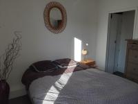 a bedroom with a bed and a mirror on the wall at Superb apartment with 108 sq ft terrace in Montreuil