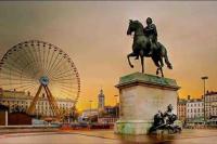 a statue of a man riding a horse in a city at Grand &amp; Lumineux T2 au Coeur de Monplaisir • Métro à 2’ • Parking Privé in Lyon