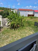 a view from a balcony of a yard with a plant at Logement « Indigo » in Capesterre