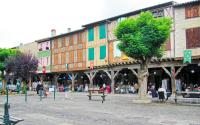 a group of buildings in a street with a tree at No 25 superbe apartment plein centre calme ,Netflix in Mirepoix