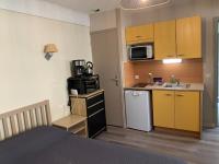 a small kitchen with a sink and a microwave at Résidence Le Rochebonne in Saint Malo