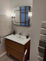 a bathroom with a sink and a mirror at Les Balcons sur la Loire in Chalonnes-sur-Loire