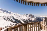 a view of a snow covered mountain from a balcony at Résidence Antarès - Avoriaz in Avoriaz