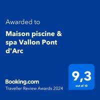 a screenshot of a cell phone with the text awarded to mission prestige and spa valuation at Maison piscine &amp; spa Vallon Pont d&#39;Arc in Vallon-Pont-dʼArc