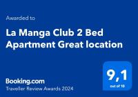 Certifikát, hodnocení, plakát nebo jiný dokument vystavený v ubytování La Manga Club 2 Bed Apartment Great location