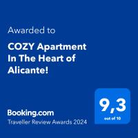 Certifikát, hodnocení, plakát nebo jiný dokument vystavený v ubytování COZY Apartment In The Heart of Alicante!