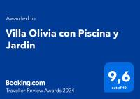 Certifikát, ocenenie alebo iný dokument vystavený v ubytovaní Villa Olivia con Piscina, Jardin y Parking