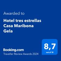 Certifikát, hodnocení, plakát nebo jiný dokument vystavený v ubytování Hotel tres estrellas Casa Maribona Gela
