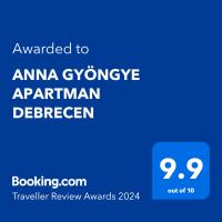 ANNA GYÖNGYE APARTMAN DEBRECEN tanúsítványa, márkajelzése vagy díja