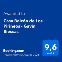 Certifikát, hodnocení, plakát nebo jiný dokument vystavený v ubytování Casa Balcón de Los Pirineos - Gavín Biescas