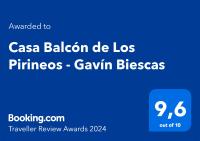 Certifikát, hodnocení, plakát nebo jiný dokument vystavený v ubytování Casa Balcón de Los Pirineos - Gavín Biescas