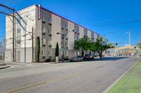 an empty street in front of a large building at Bridger Inn Hotel Downtown in Las Vegas