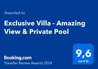 Certifikát, hodnocení, plakát nebo jiný dokument vystavený v ubytování Exclusive Villa - Amazing View & Private Pool